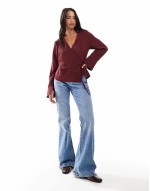 wrap detail shirt in red