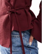 wrap detail shirt in red