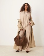 supersoft wide rib top hoodie and trouser co ord in oat