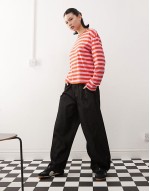long sve top in pink and red stripe