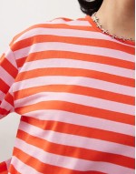 long sve top in pink and red stripe