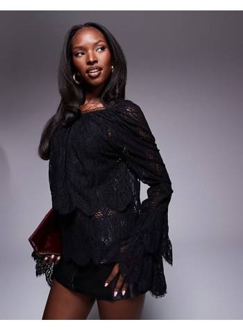all over lace blouse in black