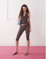 polka dot halter top in brown
