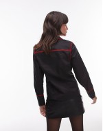 Resume fitted shirt with red piping in black