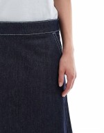 denim midi wrap skirt in raw denim