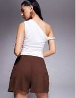 textured shorts in chocolate