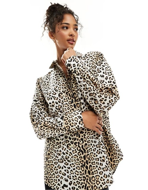 oversized shirt in leopard print