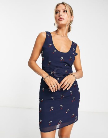 chiffon mini dress with cherry pop embellishment