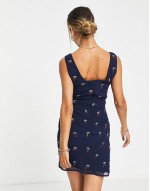 chiffon mini dress with cherry pop embellishment