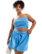 Premium Curve  Isabel mix & match linen look beach set in cornflower blue