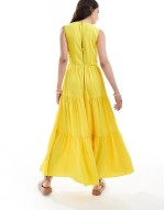 tiered smock midaxi dress in yellow