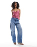 satin cami top in raspberry