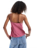 satin cami top in raspberry