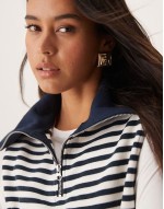 supersoft half zip sveless tank top co-ord in stripe