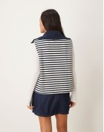 supersoft half zip sveless tank top co-ord in stripe