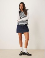 supersoft half zip sveless tank top co-ord in stripe