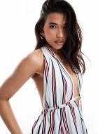 halter neck with channel waist mini dress in print