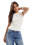 knitted compact cami top & structured shorts co-ord in buttermilk