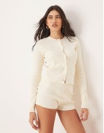 knitted compact cami top & structured shorts co-ord in buttermilk