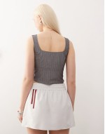 tailored buckle cami top in grey pinstripe